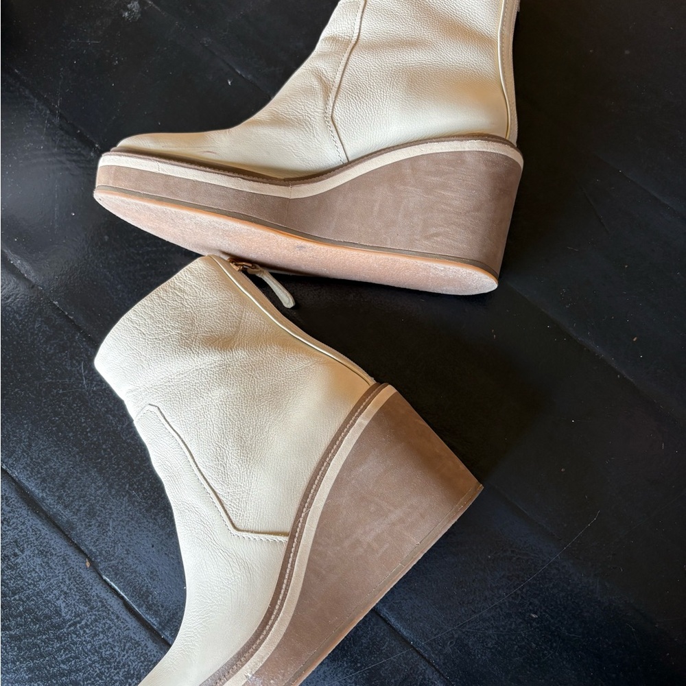 Louise et Cie Cream Wedge Ankle Boots